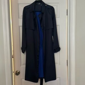 Navy Blue Trench Coat with Royal Blue Interior